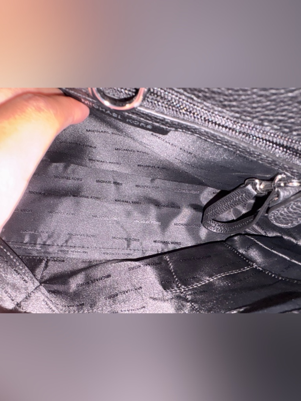 Michael Kors Floral Black and White Pebbled Leather Crossbody - Picture 14 of 14